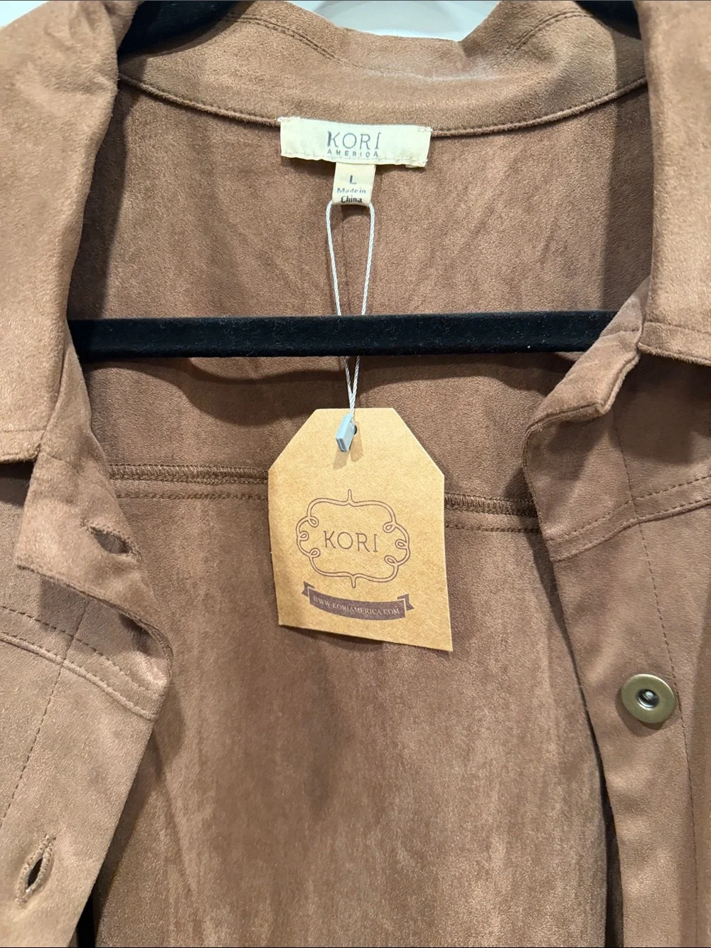 Kori Suede Button-Front Jacket in Brown - Picture 2 of 5